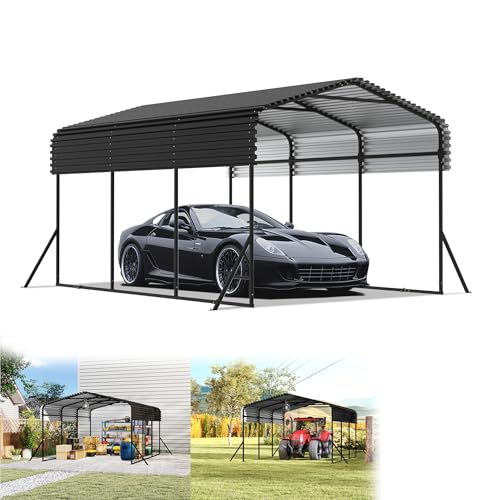 YRHome Extra Groß Metall-Carport Zeltgarage Robustes Auto-Unterstand Außengarage Bootslager Garagenzelt Lagerzelt Campingzelt 10x15FT- 450×300×250cm UV-beständig Winterfest Für Autos Boote Weide YRHome Extra Groß Metall-Carport Zeltgarage Robustes Auto-Unterstand Außengarage Bootslager Garagenzelt Lagerzelt Campingzelt 10x15FT- 450×300×250cm UV-beständig Winterfest Für Autos Boote Weide