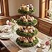 Wenqik 4 Tier Wooden Rustic Cupcake Stand 17 Inch Natural Wood Display Tower Tiered Tray with 7 oz Fake Green Moss Faux Moss for Wedding Birthday Party Farmhouse Dessert Garden Table Centerpiece