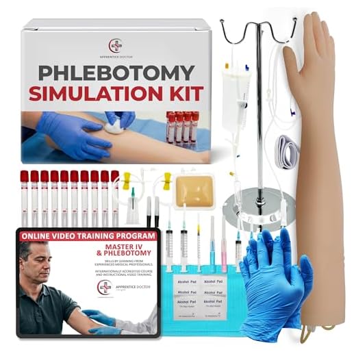 The Apprentice Doctor Phlebotomy Practice Kit – Complete Phlebotomy Training Arm for Venipuncture & IV Simulation | Designed for Medical & Nursing Students (Arm with Kit)
