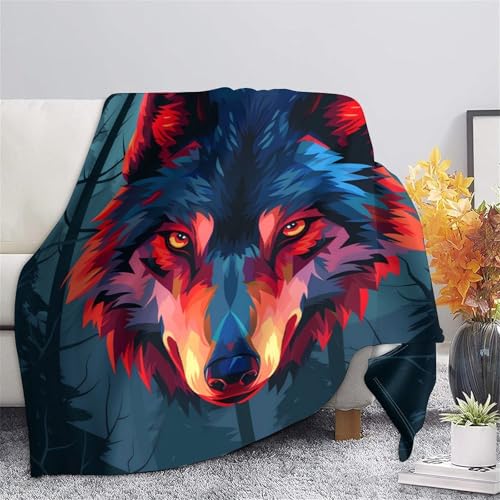 Couverture polaire respirante loup 3D jeté de lit microfibre infroissable - 5