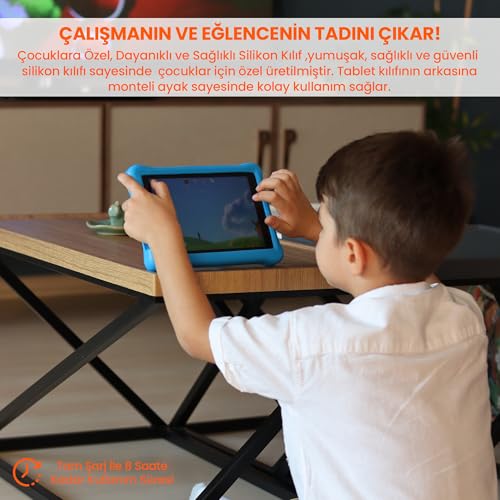 NPO 8" IPS Ekran Android 13.0 A133P 1.8GHz Antişok Çocuk Tableti, Kids Tablet (4GB RAM - 64 GB Kapasite, Mavi, 8 İnç)
