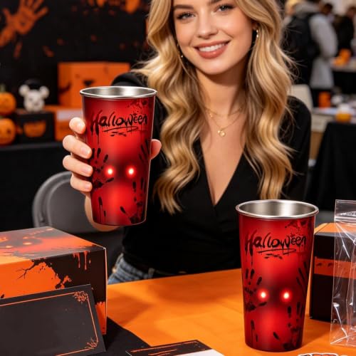 Taza gótica de Halloween con efecto de cambio y estructura reutilizable festiva 4