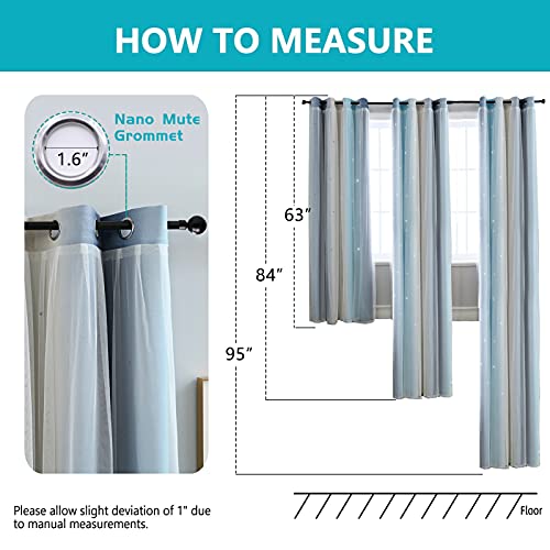 Anytime Blackout Star Kids Curtains For Girls Bedroom Living Room，Rainbow Stripe Double Layer Gradient Window Curtains (Blue,2 Panels Set,W52 X L63Inch) #TOP3