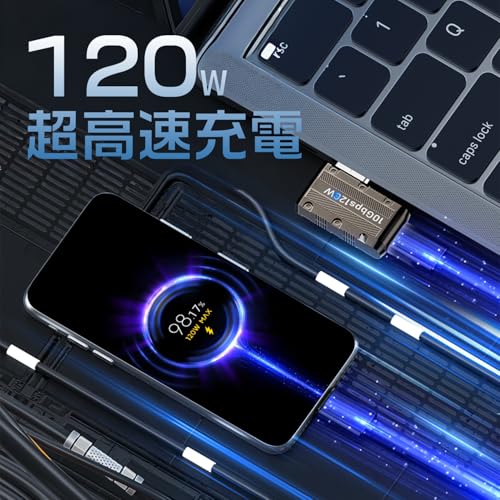 日本の中小企業 MSL FORCE USB-A to Type-C 変換アダプター 10Gbps高速転送 120W超急速充電対応 高耐久アルミ合金製 USB3.1 Gen2 データ転送 アダプタ プラグ＆プレイ GS (Lタイプ, １個)