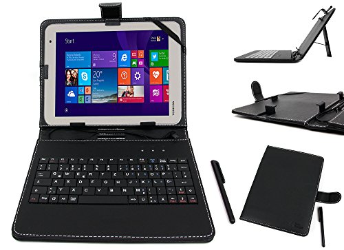DURAGADGET Toshiba Encore 2 WT8-B Keyboard Case/Cover - Black Faux Leather Stand Case