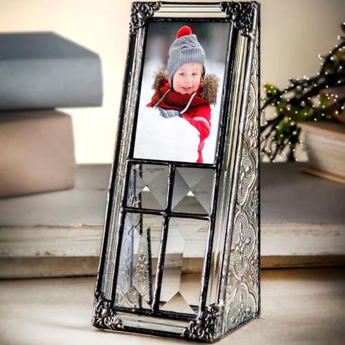 2x3 Picture Frame Small Photo School Wallet Size Clear Vintage Stained Glass Baby Grandparent Keepsake Gift J Devlin Pic 360-23