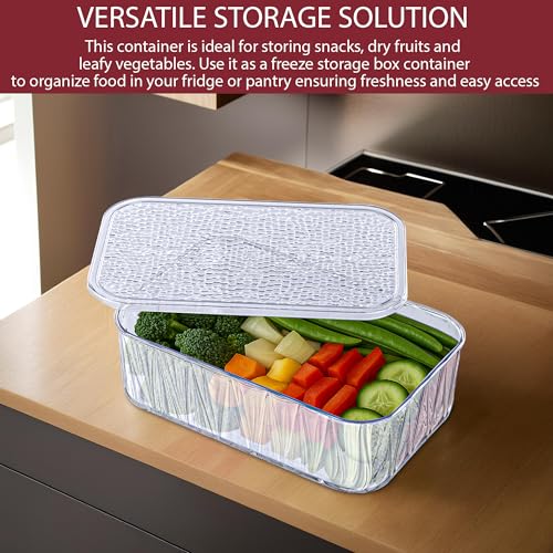 Image of Kuber Industries 4600 ml Acrylic Stackable Kitchen Food Storage Container for Home with Lid | Freeze Organizer Items and Storage Organizer Box for Snacks and Dry Fruits | Transparent