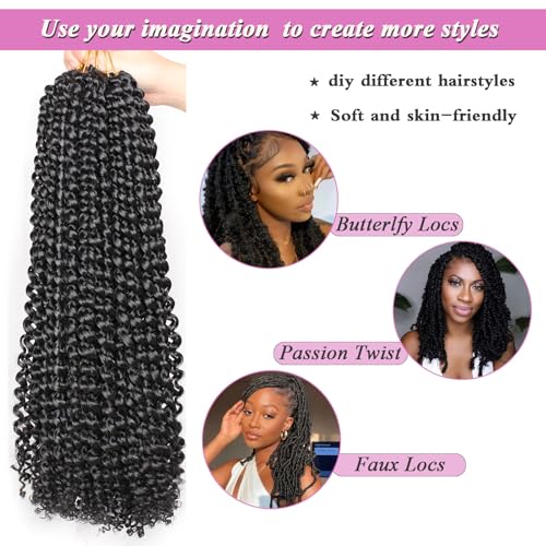 Samtress 12 Inch Passion Twist Hair 7 Packs Ombre Color Bohemian Water Wave Passion Twists Braiding Hair Butterfly Locs - Image 4