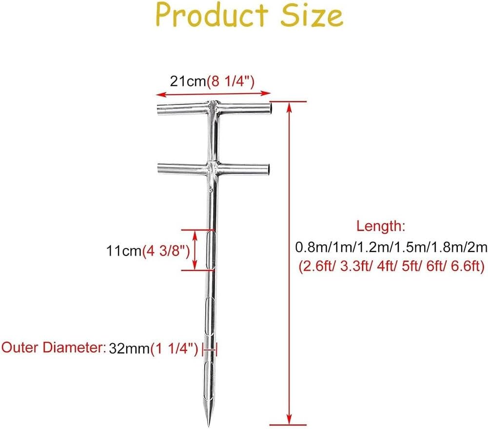 Double Layers Grain Probe Sampler, 3 Slots Metal Sampling Tube for Rice Corn Wheat Soybeans, Rotary Handle Solid Granule Sampling Thief(L-2m(6.6ft),Dia-19mm(3/4"))