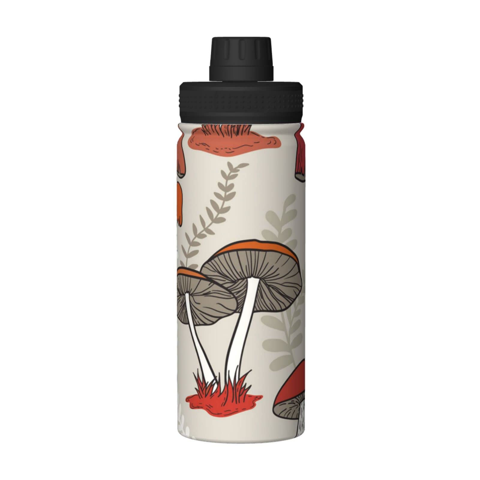 Red Mushrooms Sport-Wasserflasche, 530 ml, isolierte Edelstahl, auslaufsichere Wasserflasche für Reisen, Fitnessstudio, Büro