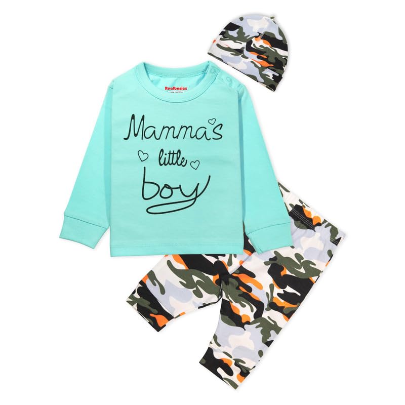 Image of Real Basics Cotton Clothing Sets for Boys & girls - Unisex Clothing sets Full Sleeve T-shirt Pant & Cap