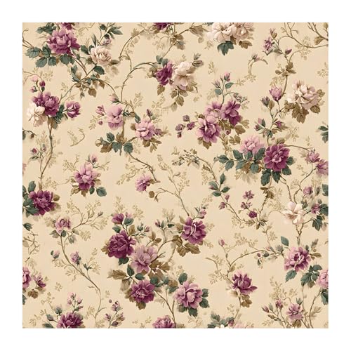 Image of PAPER PLANE DESIGN Vintage Floral Self Adhesive Wallpaper Peel & Stick, Waterproof, Stain-Proof & Self Adhesive Vinyl | Easy to Clean | 16 in X 90 in, Decor for Bedroom, Hallway, Living Room (B)