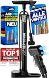 NEXTCOVER® Fahrradpumpe Alle Ventile mit [Airflow-Technologie] I Pumpe für Autoventil, Presta Ventil & Dunlopventil I Standluftpumpe Fahrrad mit Manometer I Luftpumpe Fahrrad [AirOne]