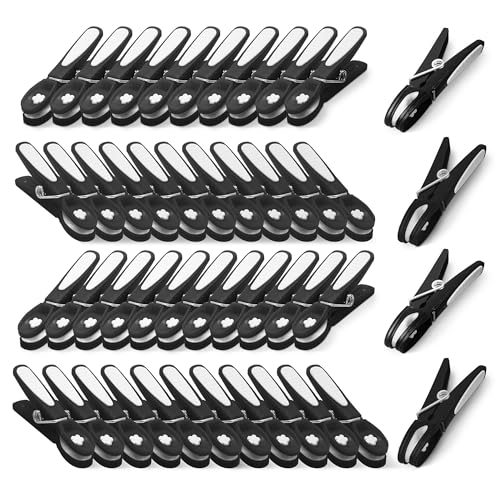 KEPLIN Clothes Pegs for Washing Line - 48 Pack (Black) Washing Line Pegs with Metal Spring for Strong Grip Washing Pegs Designed to Avoid Marks UV Resistant for Indoor & Outdoor