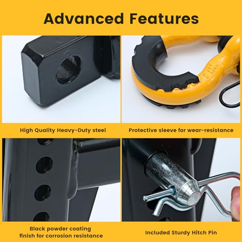 Image of MaxxHaul Adjustable Tri-Ball Hitch Mount with Rotating Tow Shackle & D-Ring Fits 2 inch Receiver 1-7 /8 inch 2 inch 2-5 /16 inch Balls 12000 lb Capacity 5 inch Drop Rise 51003