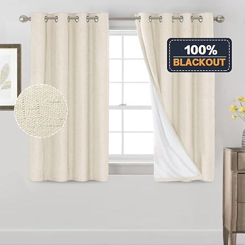 Miniatura 173 de PrinceDeco Cortinas opacas 100% para dormitorio, cortina de lino para puerta corrediza de cristal, cortinas opacas extra anchas con ojales Arena