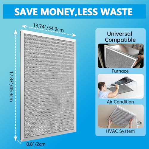 Image of UBeesize 14x18x1 Air Filter HVAC AC Furnace Filter,MERV 8,Reusable Washable, Lasts a Lifetime,Permanent Air Filter,Breathe Fresher,Home And Office(Actual Size:13.74x17.83x0.8Inch)