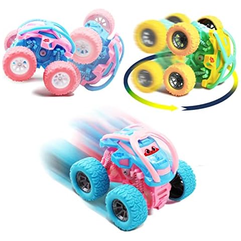Kids' Play Vehicles Toys for 2 3 4 5 6+ Year Old Girls Pull Back Cars Toddler Gifts Age 2 3 4 5 6 Cars for 2+ Year Olds Monster Truck Toys Double-Directions Vehicles Sets Educational Toys Cover