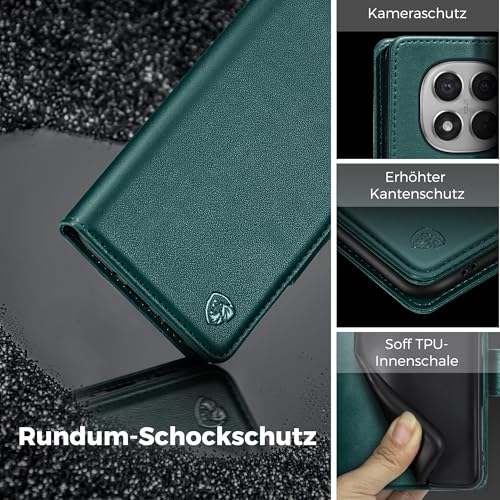 Étui portefeuille Xiaomi Redmi Note 14 Pro 5G support bleu-vert antichoc - 3