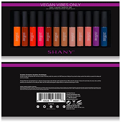 Shany Vegan Vibes Only Matte Liquid Lipstick Set - 12 Long-Lasting Liquid Matte Lipsticks In Nude, Classic, And Bold Shades #TOP2