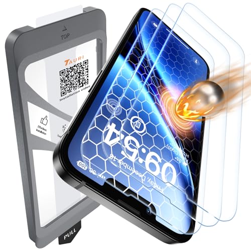 TAURI 3 Stück für iPhone 17e/iPhone 16e Panzerglas 6 1 mit Staubfreie Installationswerkzeug Gehärtete Glas Displayschutz Full Screen Kratzfest Schutzglas Anti-Fingerabdruck und Bubbles Schutzfolie