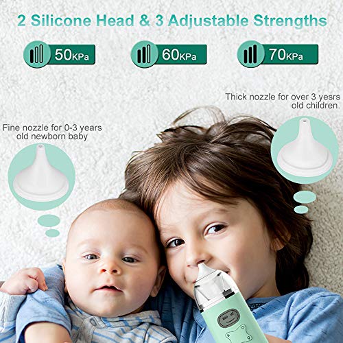 Baby Nasal Aspirator, 2020 Upgraded Electric Nose Cleaner with 2 Silicone Tips 3 Suction Levels and Wonderful Music, USB Charging Mucus Remover Snot Sucker for Newborns Infant Toddlers Kids Adult