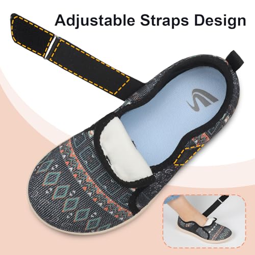 Image of Spesoul Wide Womens Walking Shoes Adjustable Diabetic Shoes Breathable Zero Drop Barefoot Shoe Neuropathy Edema Nursing Shoe Wide Width Sneakers