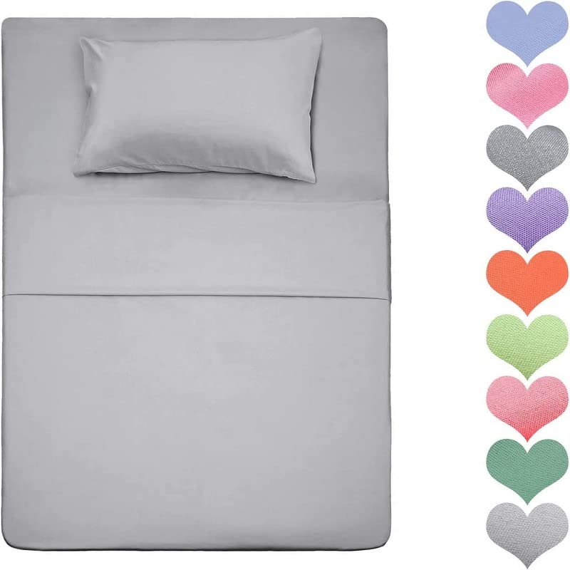 Image of Single Bed Super Solid Plain Bedsheet Cotton Microfiber with 1 Pillow Covers Gray