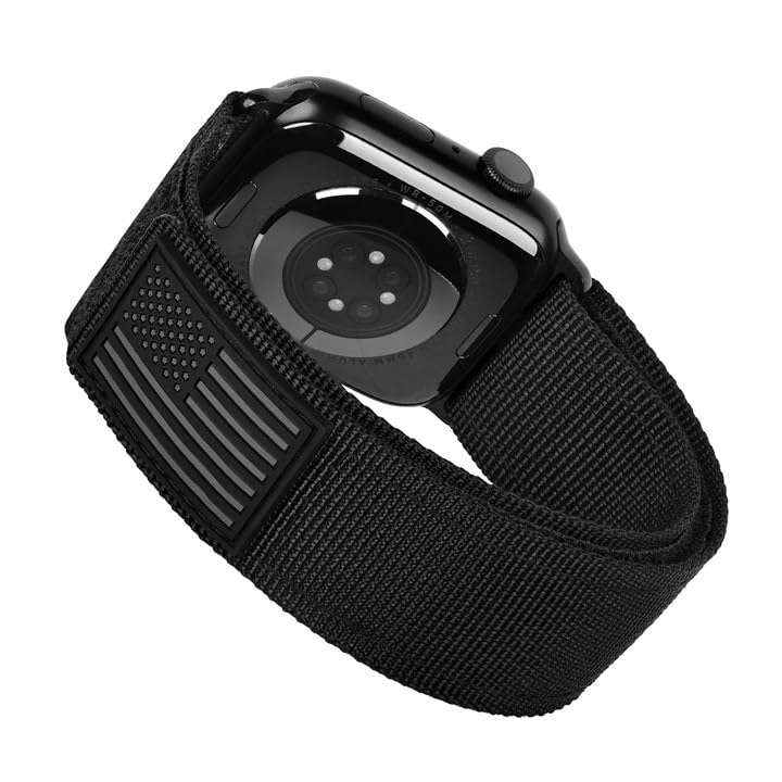 Tefeca Fortitude Series Standard wide Band Compatible with Apple Watch Ultra/Ultra2 Series 9/8/SE2/7/6/SE/5/4/3/2/1(Black Patriot, M/L for 49mm/45mm/44mm/42mm)