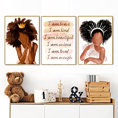 LLOSEUP Black Queen Wall Art African American Princess Queen crown Rainbow Heart Quotes Wall Art...