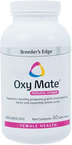 Revival Animal Health Breeder's Edge Oxy Mate - Suplemento prenatal para perros medianos y grandes, 60 unidades masticables suaves