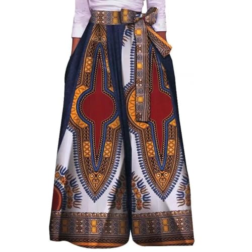 iooiooi African High Waist Printing Pants for Women Fashion Casual Ankara Wide Leg Pants