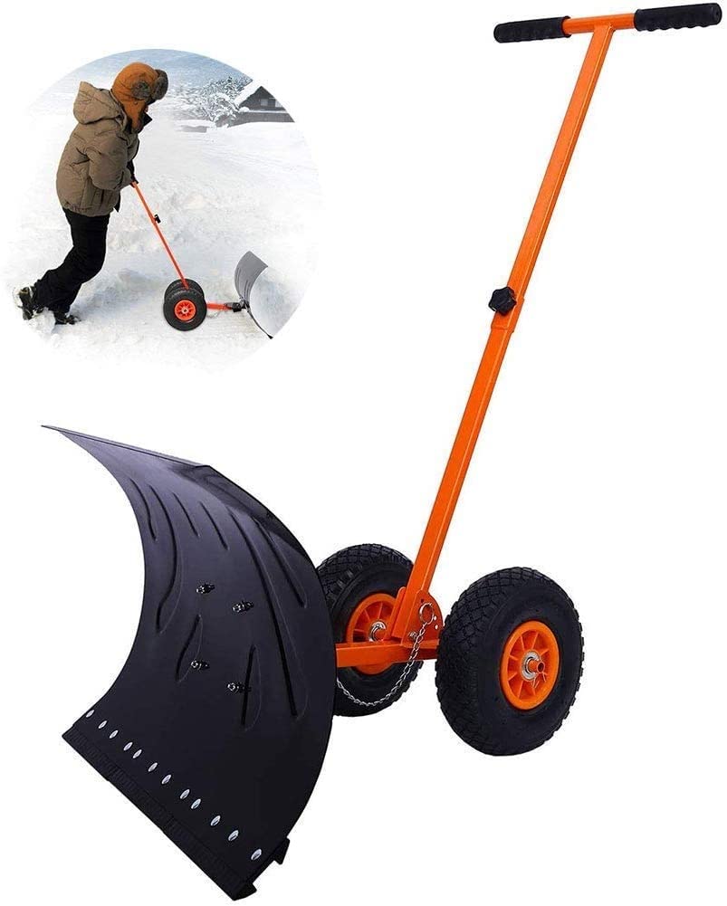 Łopata do odśnieżania Łopata do odśnieżania z kołami Wytrzymała, regulowana łopata do odśnieżania, ręczny pług do odśnieżania odpowiedni do podjazdów, chodników, narzędzi do usuwania śniegu