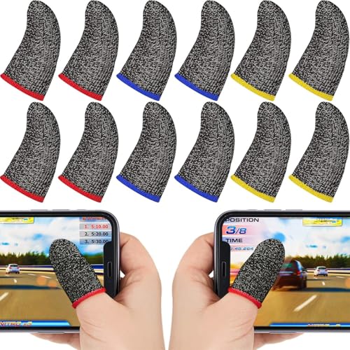 Image of Cerlink 12Pcs Mobile Gaming Finger Sleeves Pubg Thumb Gloves Anti-Slip Sweat-Proof Professional Touch Screen Thumbs Finger Sleeve for Pubg Mobile Phone Game (Pack of-12Pcs)