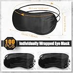 Tarpop 200 Pcs Eye Mask Sleeping Blindfold Eye Cover with Adjustable Strap for Games Party Team Building Travel Individually Wrapped Sleep Mask for Women Men(Black) - Image 2