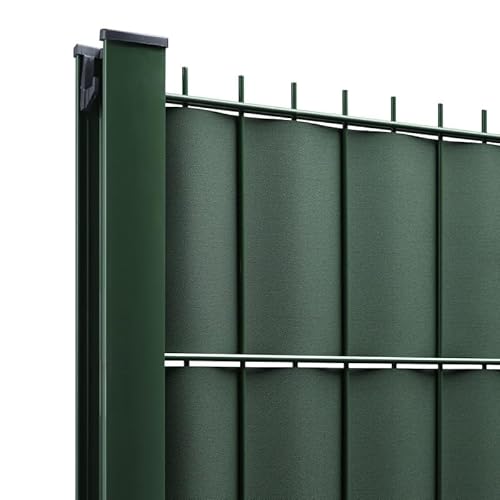 Gardenode Easy Clôture Kit Lamelles PVC Bande Brise Vue pour Panneau Double Fils - L 2m50 - H 2m03 - Vert