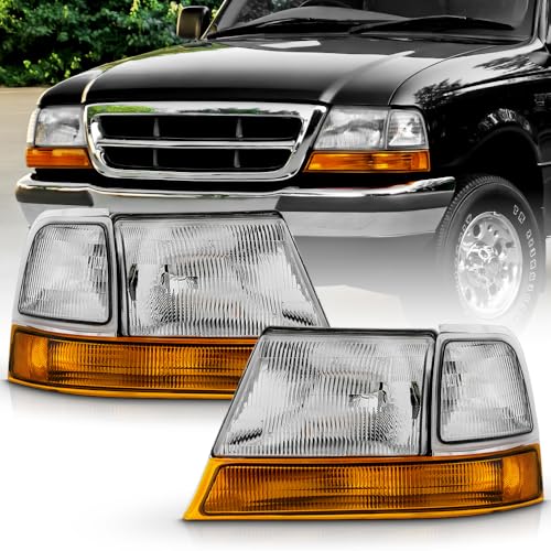 KEEKPO - For 1998 1999 2000 Ford Ranger Headlights Headlamps w/Corner Lights Amber Signal Lamps 6pc Set Left+Right