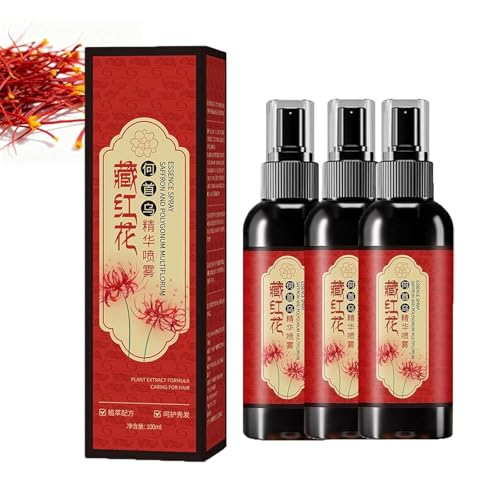 Spray Para Oscurecer El Cabello Con Azafrán, Spray Natural A Base De Plantas Para Convertir El Cabello Gris En Negro, Deja El Cabello Brillante Y Sedoso, Previene Las Canas (3pcs)