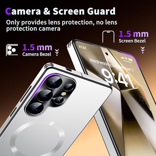 Image of for Samsung Galaxy S24 Ultra Case, Heavy-Duty Slim Design Compatible with MagSafe, Strong Magnetic Shockproof Protection for Screen & Camera Cover Case for Samsung S24 Ultra,White