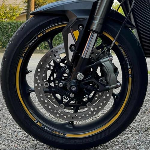 labelbike - Autocollants Rayures Moto Jantes de Roue 17 Tuning Kit Protection Compatible avec Triumph Street Triple 765 RS