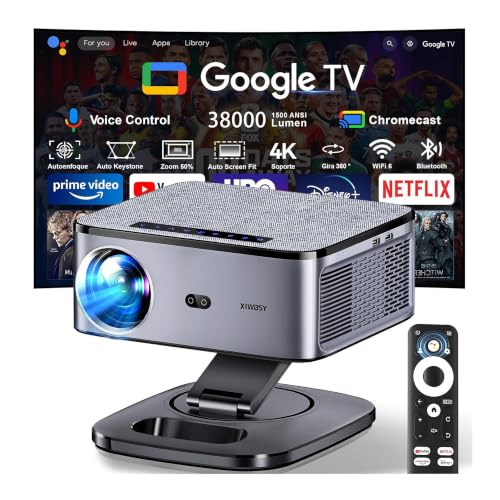 XIWBSY Proyector Google TV 1500 ANSI Gira 360 °, 32G ROM Official Apps