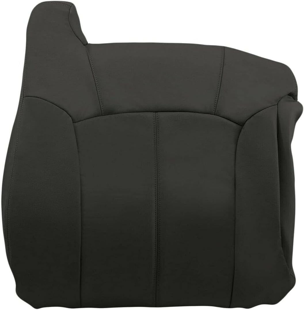 Compatible with 1999 2000 2001 2002 Chevy Silverado Sububan Tahoe Genuine Cowhide Leather Driver Bottom Seat Cover, in Medium Neutral Tan, Driver Bottom Replacement Seat Cover