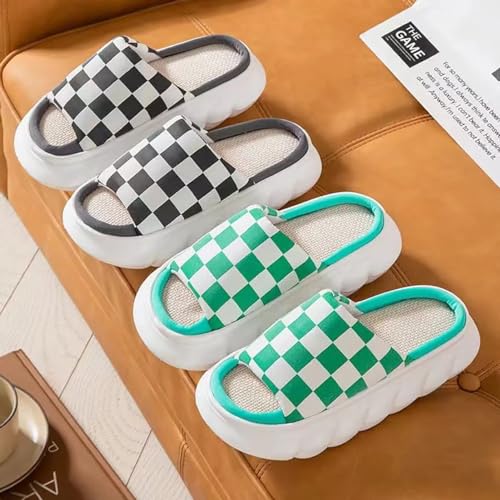 Summer Men's and Women's Home Slippers Indoor Open Toe Slippers Breathable Linen Slippers2