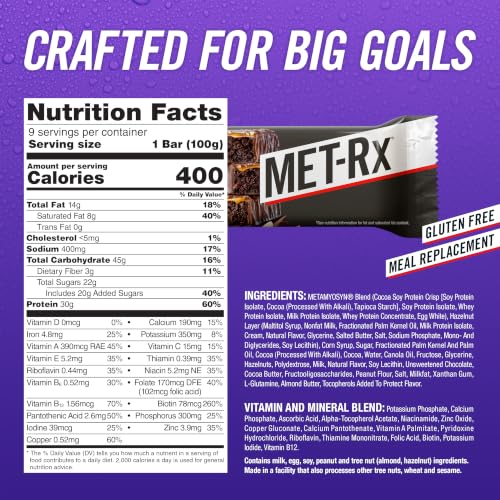 Image of MET-Rx Big 100 Colossal Protein Bars, Chocolate Hazelnut, 9 Ct