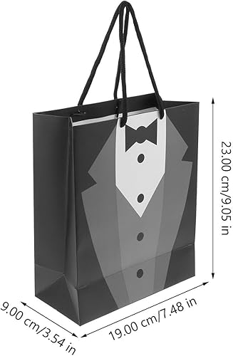 Miniatura 2 de Amosfun 5 bolsas de esmoquin negras creativas para novios, bolsas de papel de regalo, bolsas de papel de regalo con asas (esmoquin negro)