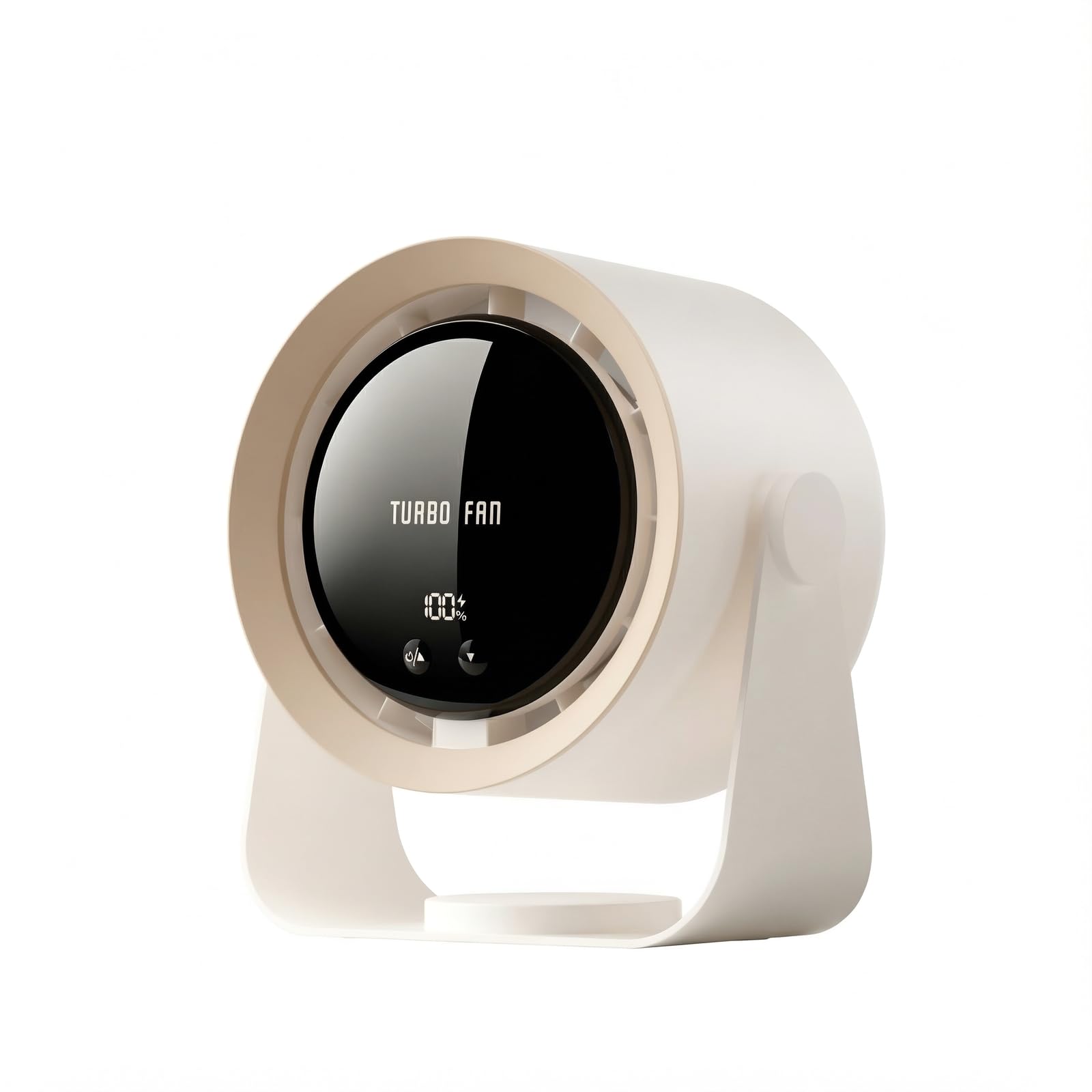 Ventilateur de bureau silencieux rechargeable USB batterie 5400 mAh écran LED contrôle vitesse régulable tête inclinable 90°