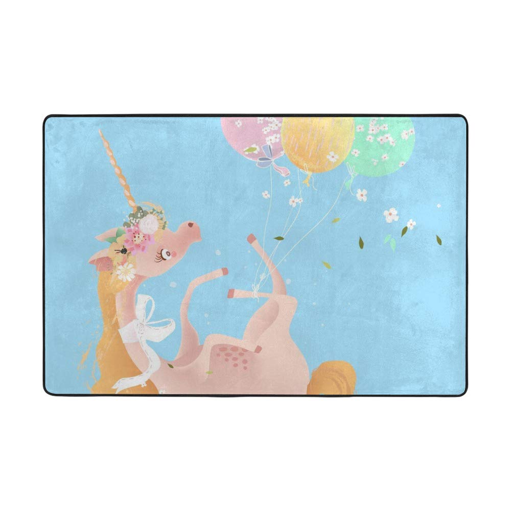 Grand tapis de salon licorne Ruchen en velours corail doux 150x100 cm