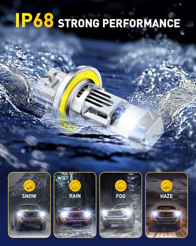 Image of AUXITO H13 /9008 Bulbs, 80,000LM 15X Super Output, 6500K Cool White, Long Lifespan, 1:1 Mini Size Replacement Light Bulbs, Plug-N-Play, Pack of 2