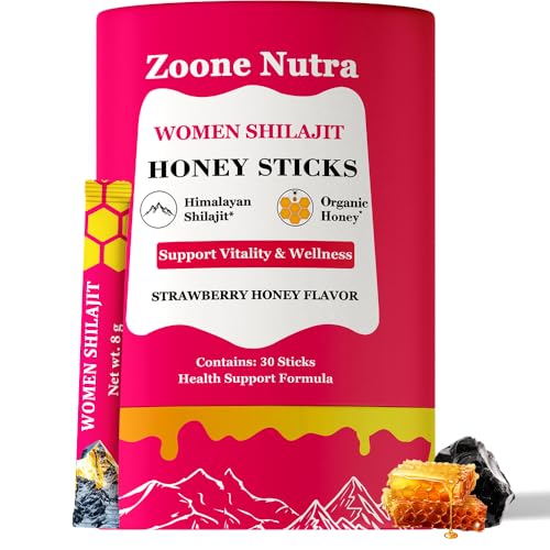 Honey Sticks Shilajit for Women Strawberry Flavor | Shilajit with Shatavari & Saffron | Natural Energy, Hormonal Balance, Focus & Vitality Support | Wellness Booster Herbal Honey Packs - 30 Sticks