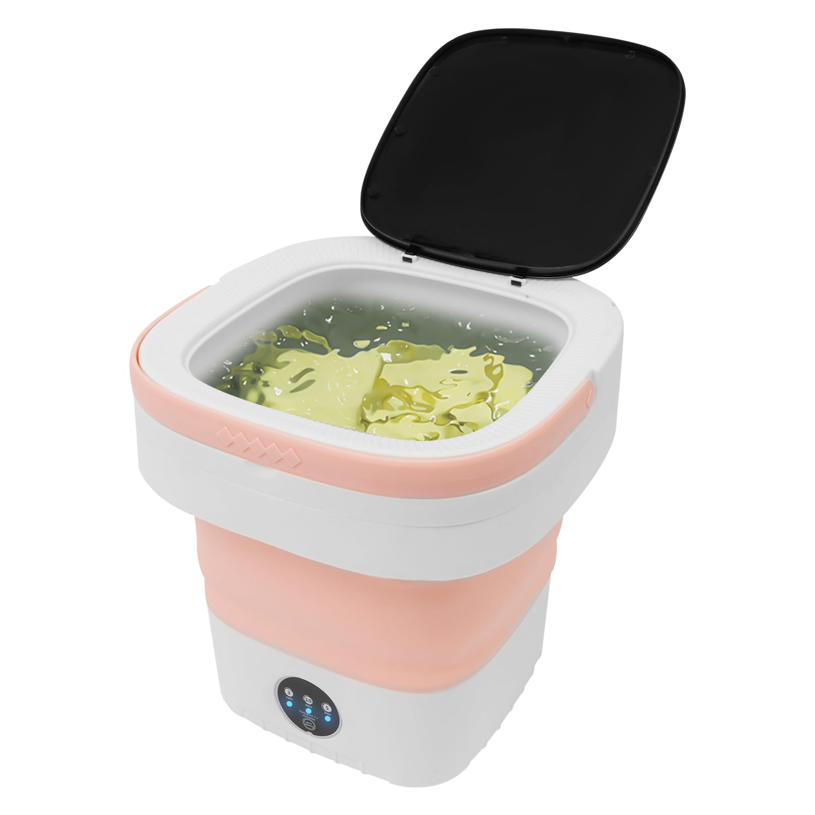Mini machine à laver pliable 12 l 36 W avec 3 modes de nettoyage, raccord de drainage et tuyau, pour vêtements de bébé, sous-vêtements ou chaussettes (rose)